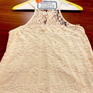 High neck lace feminine tank top